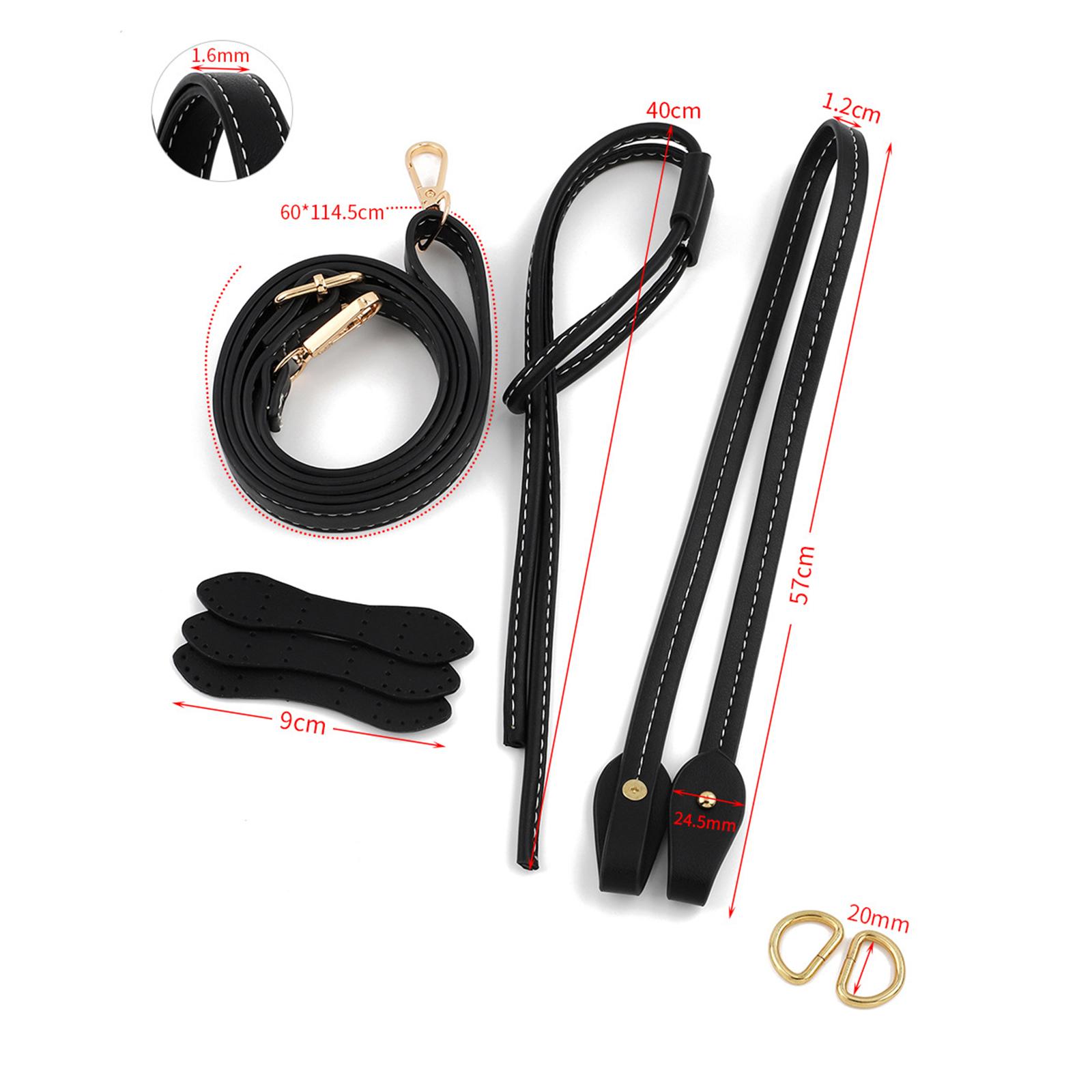 D Ring Strap - ชุดอุปกรณ์ทำหูกระเป๋าถักโครเชต์ด้วยมือ สายสะพายไหล่หนัง PU พร้อมหัวเข็มขัดรูปตัว D และเชือกรูด